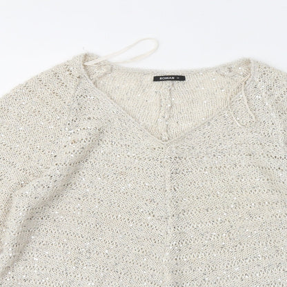 Womens UK Size 12 Roman Beige Pullover Jumper