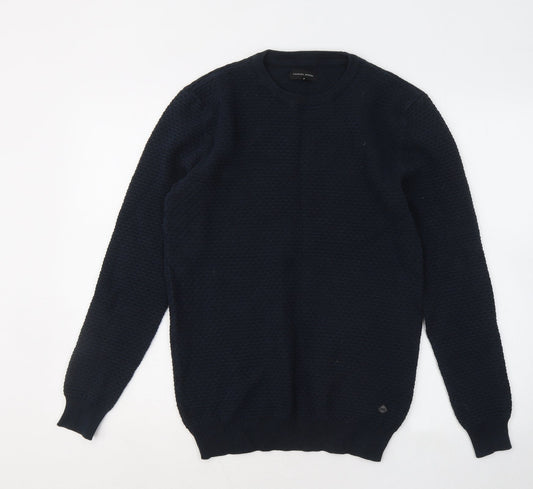 Casual Friday Mens Blue Round Neck Cotton Pullover Jumper Size M