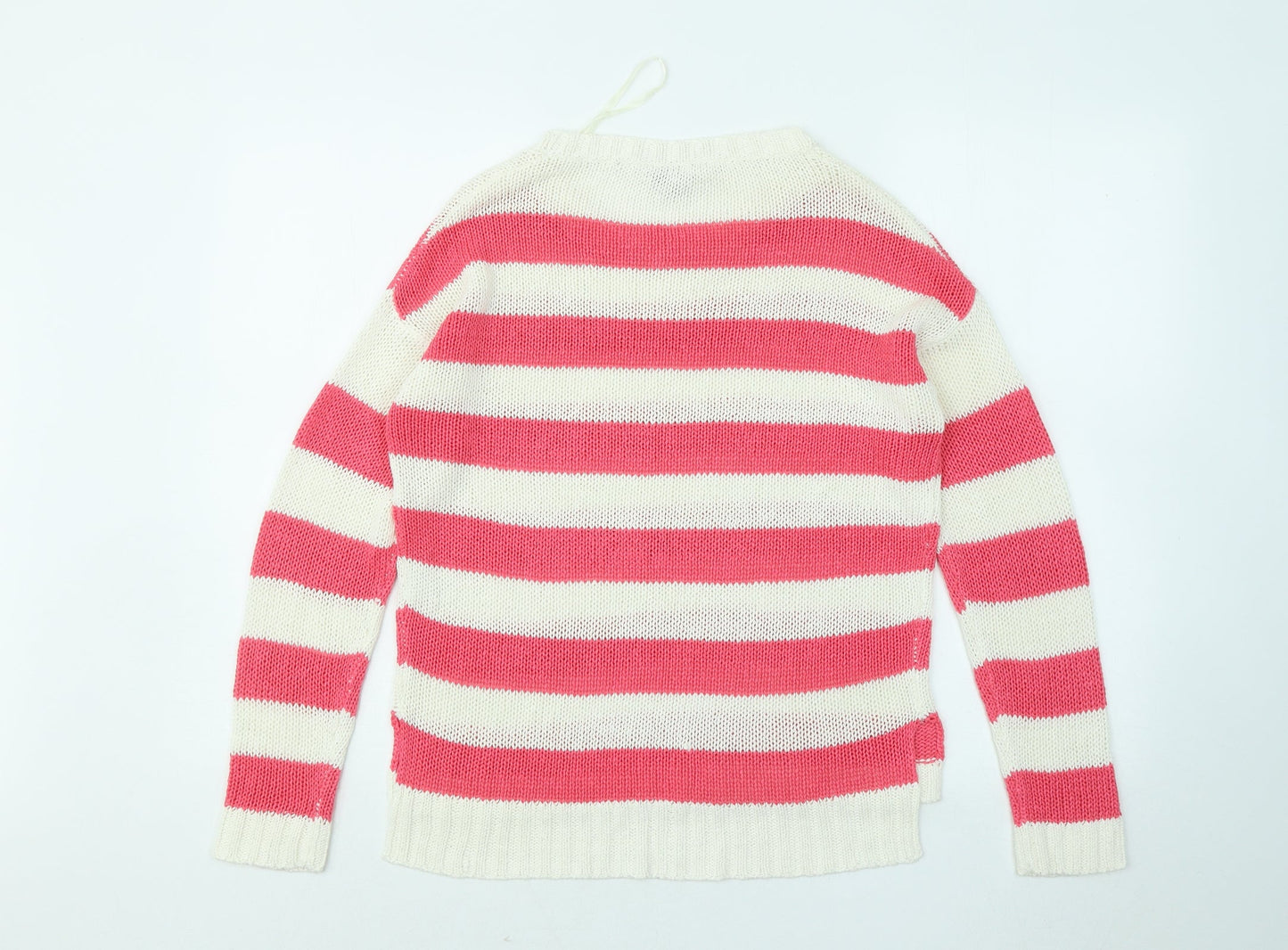 Inspire Collection Womens Pink Round Neck Striped Acrylic Pullover Jumper Size M