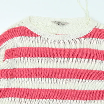 Inspire Collection Womens Pink Round Neck Striped Acrylic Pullover Jumper Size M