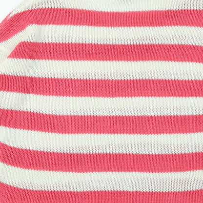 Inspire Collection Womens Pink Round Neck Striped Acrylic Pullover Jumper Size M