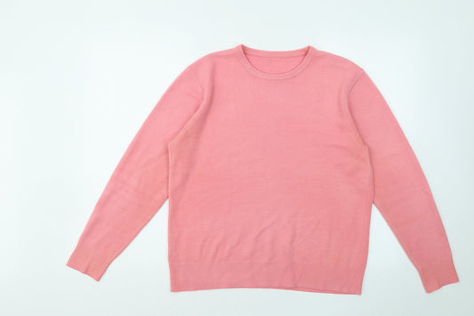 Isabelle Womens Pink Round Neck Acrylic Pullover Jumper Size M