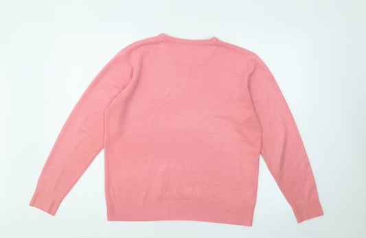 Isabelle Womens Pink Round Neck Acrylic Pullover Jumper Size M
