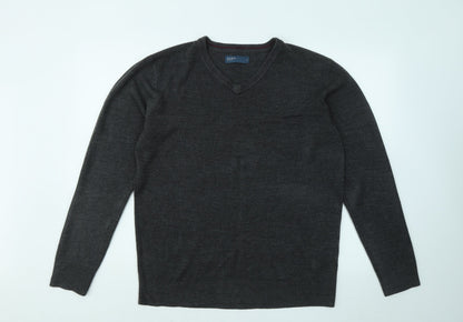 Easy Mens Grey Collared Acrylic Pullover Jumper Size L