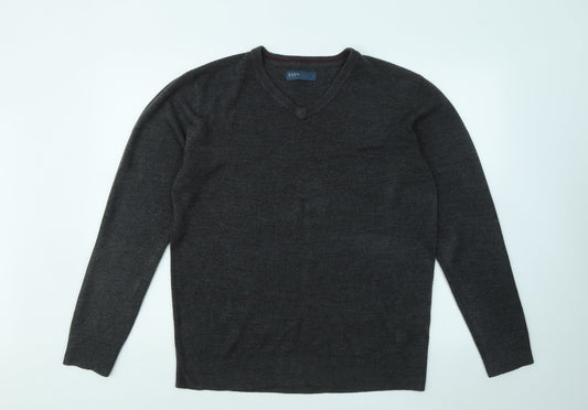 Easy Mens Grey Collared Acrylic Pullover Jumper Size L