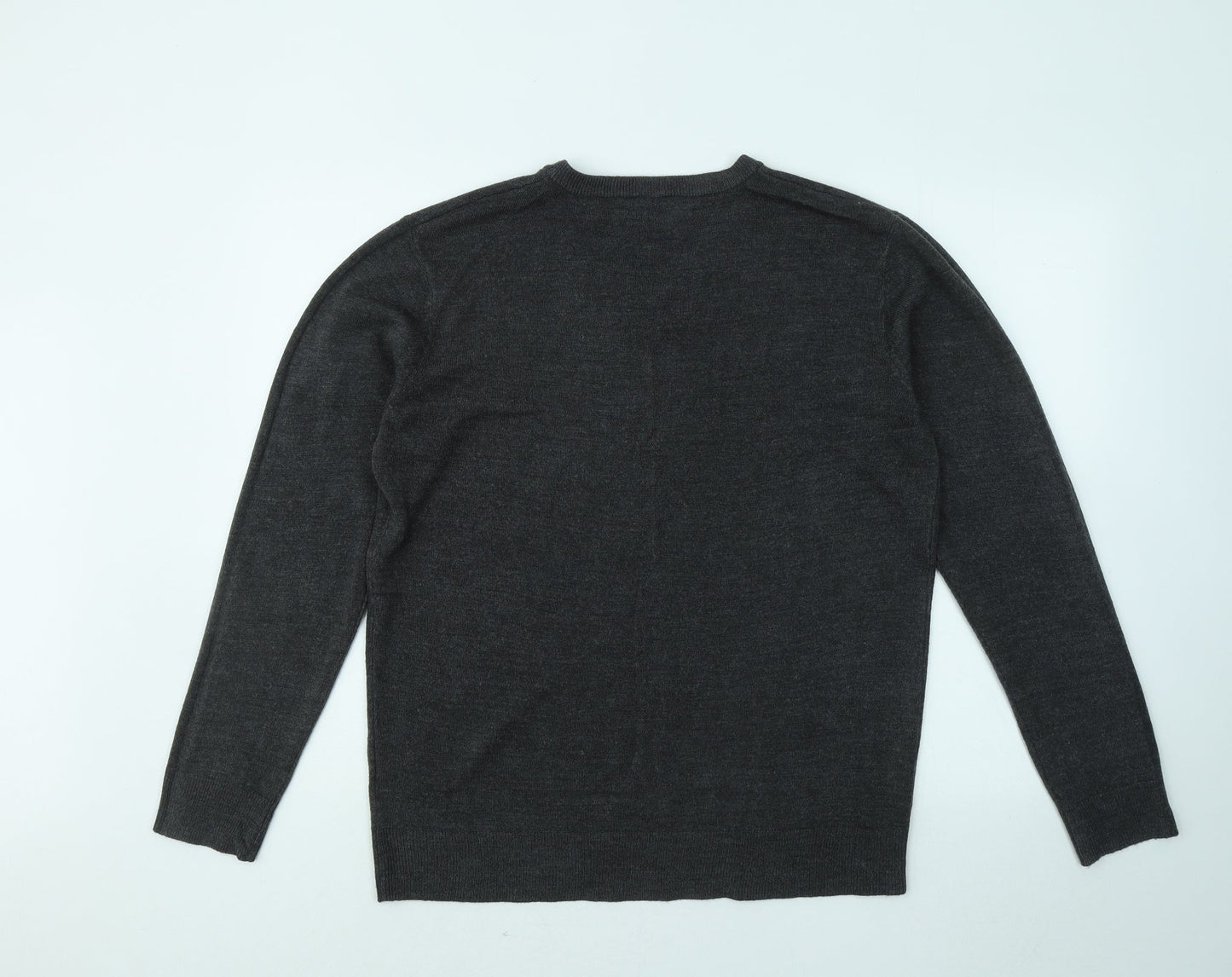 Easy Mens Grey Collared Acrylic Pullover Jumper Size L