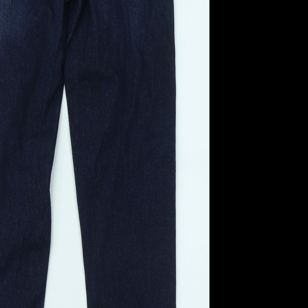 Boohoo Womens Blue Cotton Straight Jeans Size 10 L28 in Regular Zip