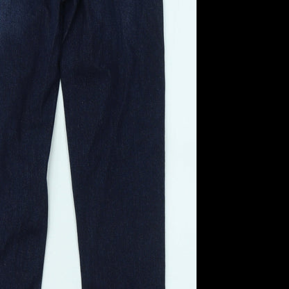 Boohoo Womens Blue Cotton Straight Jeans Size 10 L28 in Regular Zip
