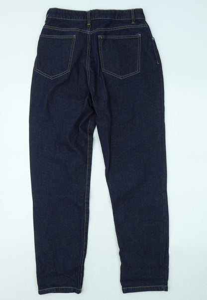 Boohoo Womens Blue Cotton Straight Jeans Size 10 L28 in Regular Zip