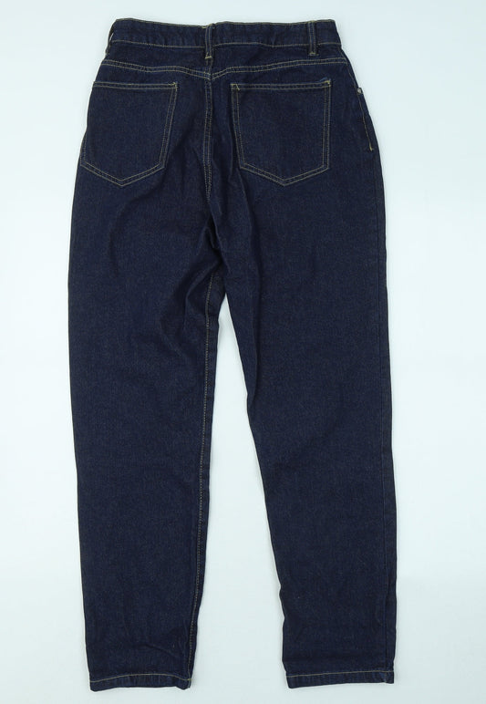 Boohoo Womens Blue Cotton Straight Jeans Size 10 L28 in Regular Zip