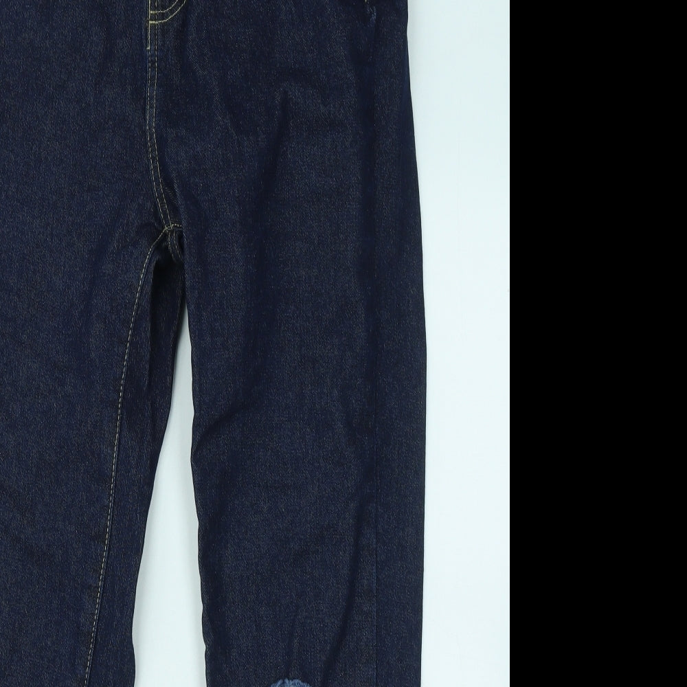 Boohoo Womens Blue Cotton Straight Jeans Size 10 L28 in Regular Zip