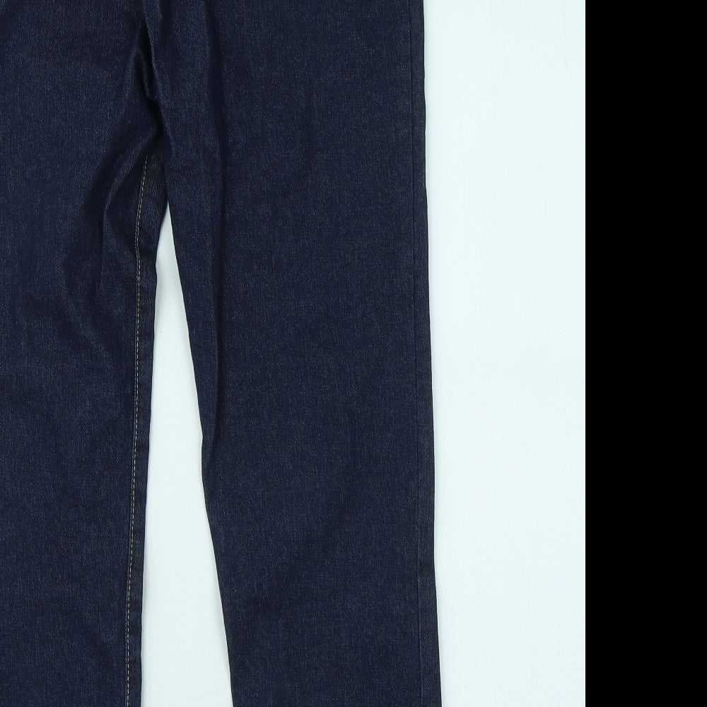 Boohoo Womens Blue Cotton Straight Jeans Size 10 L28 in Regular Zip