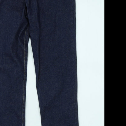 Boohoo Womens Blue Cotton Straight Jeans Size 10 L28 in Regular Zip