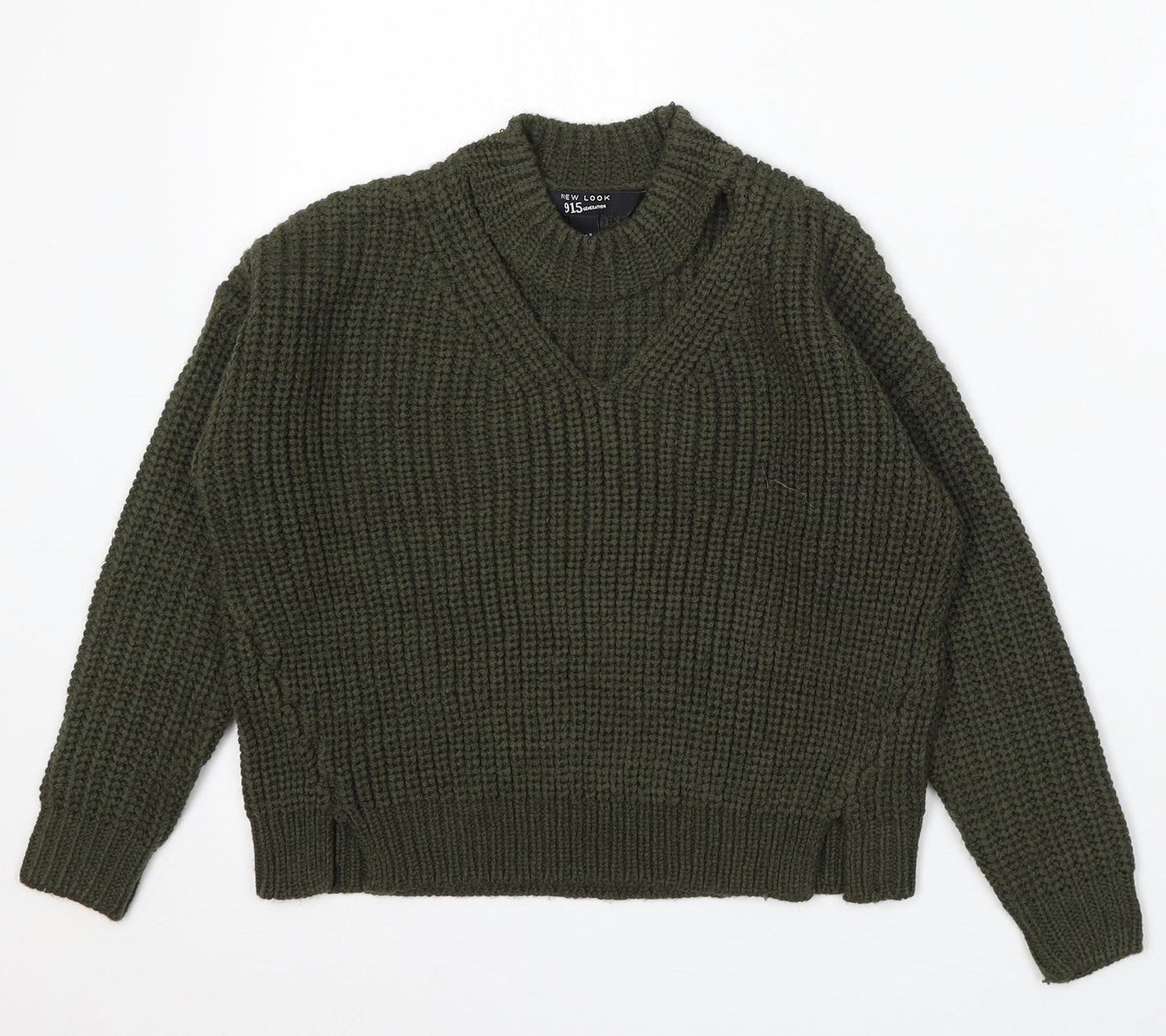 915 Generation Girls Green Round Neck Acrylic Pullover Jumper Size 9 Years - Keyhole Neck