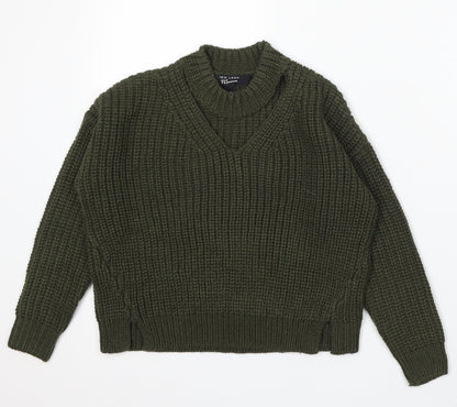 915 Generation Girls Green Round Neck Acrylic Pullover Jumper Size 9 Years - Keyhole Neck