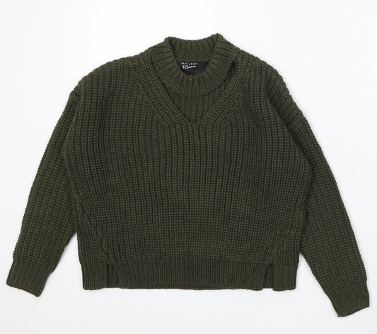 915 Generation Girls Green Round Neck Acrylic Pullover Jumper Size 9 Years - Keyhole Neck