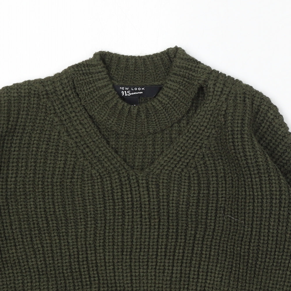 915 Generation Girls Green Round Neck Acrylic Pullover Jumper Size 9 Years - Keyhole Neck