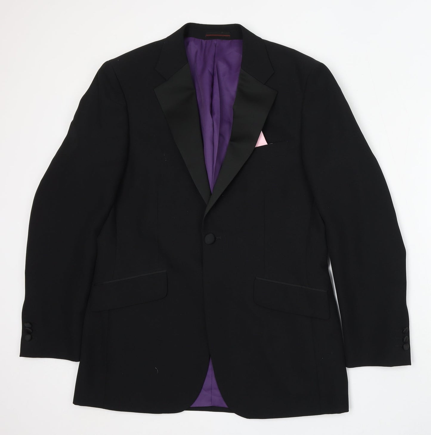 1860 Menswear Mens Black Polyester Jacket Suit Size 38