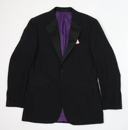 1860 Menswear Mens Black Polyester Jacket Suit Size 38