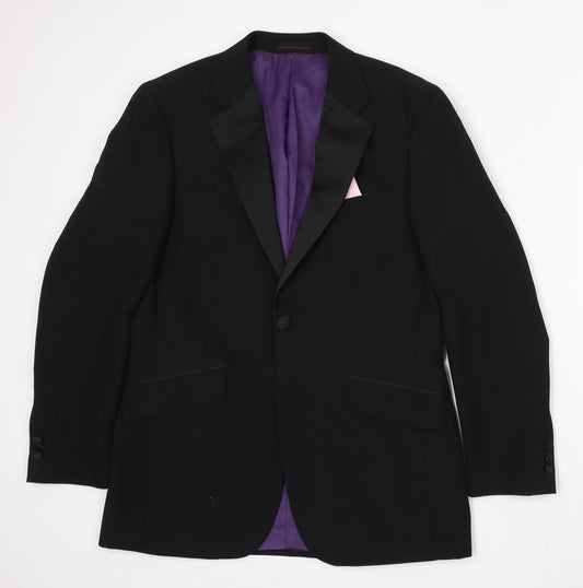 1860 Menswear Mens Black Polyester Jacket Suit Size 38