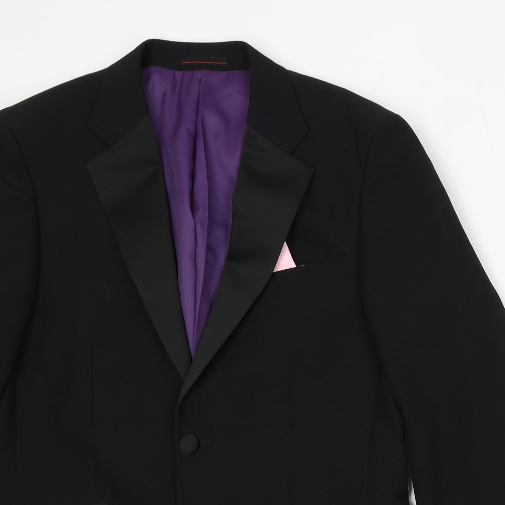 1860 Menswear Mens Black Polyester Jacket Suit Size 38