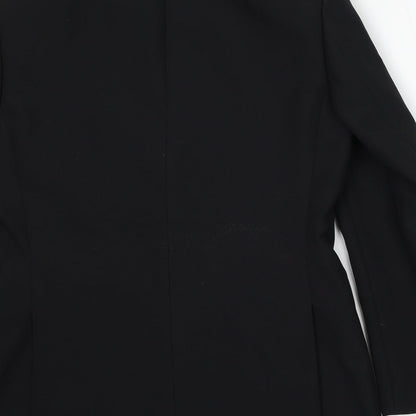 1860 Menswear Mens Black Polyester Jacket Suit Size 38