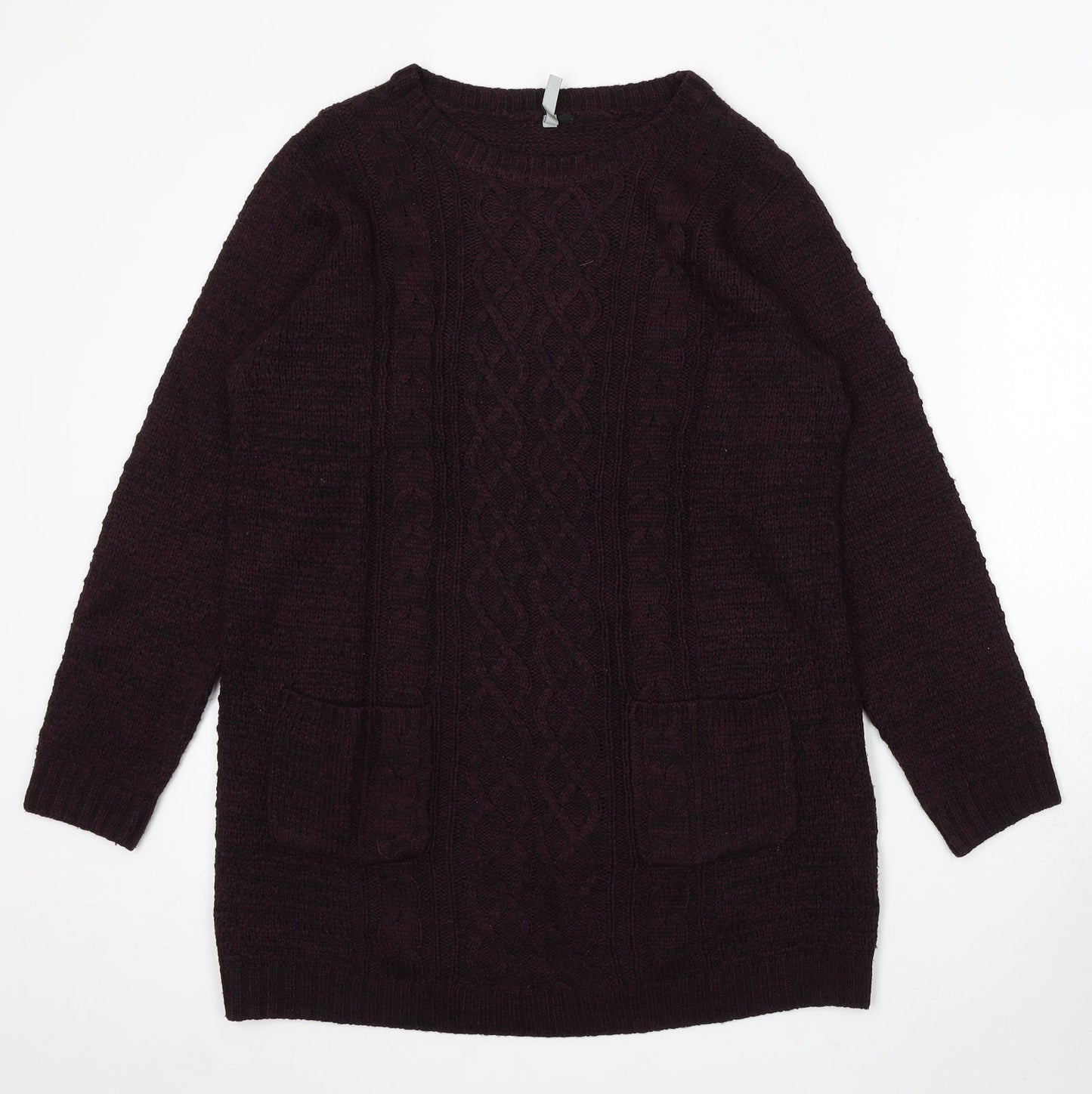 Intuition Womens Purple Round Neck Acrylic Pullover Jumper Size 14