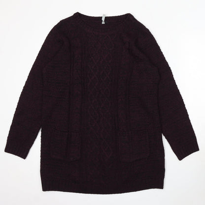 Intuition Womens Purple Round Neck Acrylic Pullover Jumper Size 14