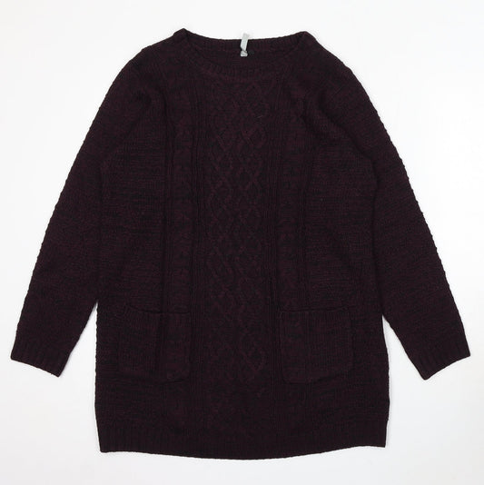 Intuition Womens Purple Round Neck Acrylic Pullover Jumper Size 14