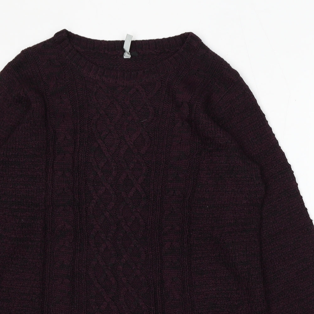 Intuition Womens Purple Round Neck Acrylic Pullover Jumper Size 14