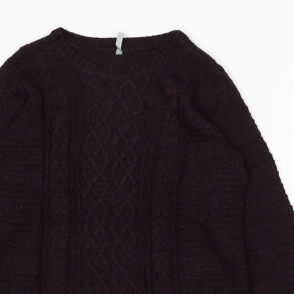 Intuition Womens Purple Round Neck Acrylic Pullover Jumper Size 14