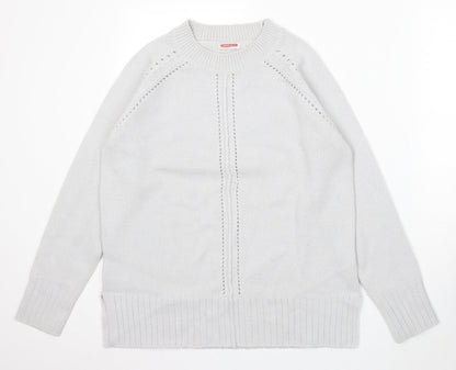 Damart Womens Grey Round Neck Acrylic Pullover Jumper Size 10