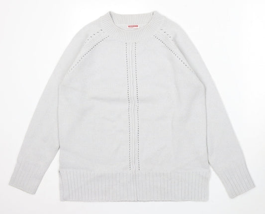 Damart Womens Grey Round Neck Acrylic Pullover Jumper Size 10