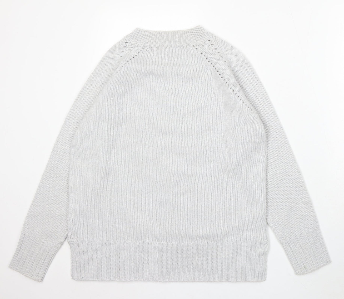 Damart Womens Grey Round Neck Acrylic Pullover Jumper Size 10