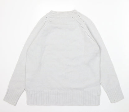 Damart Womens Grey Round Neck Acrylic Pullover Jumper Size 10