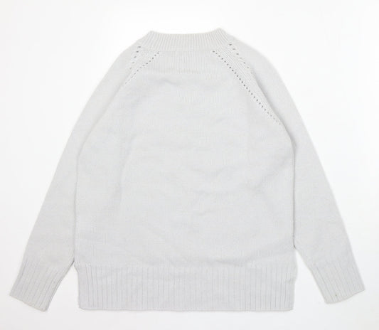 Damart Womens Grey Round Neck Acrylic Pullover Jumper Size 10