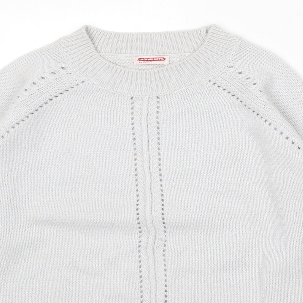 Damart Womens Grey Round Neck Acrylic Pullover Jumper Size 10