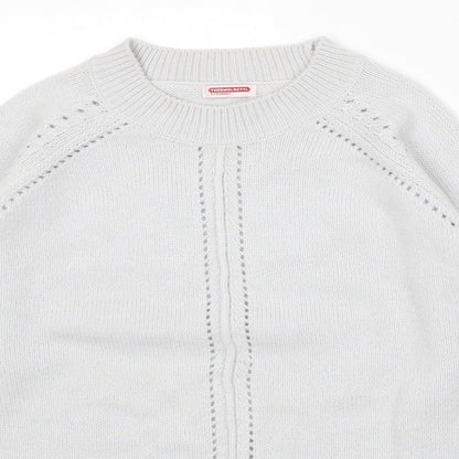 Damart Womens Grey Round Neck Acrylic Pullover Jumper Size 10