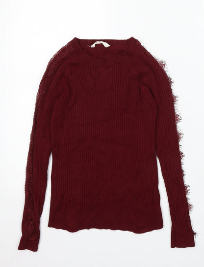 Matalan Girls Red Round Neck Viscose Pullover Jumper Size 12 Years