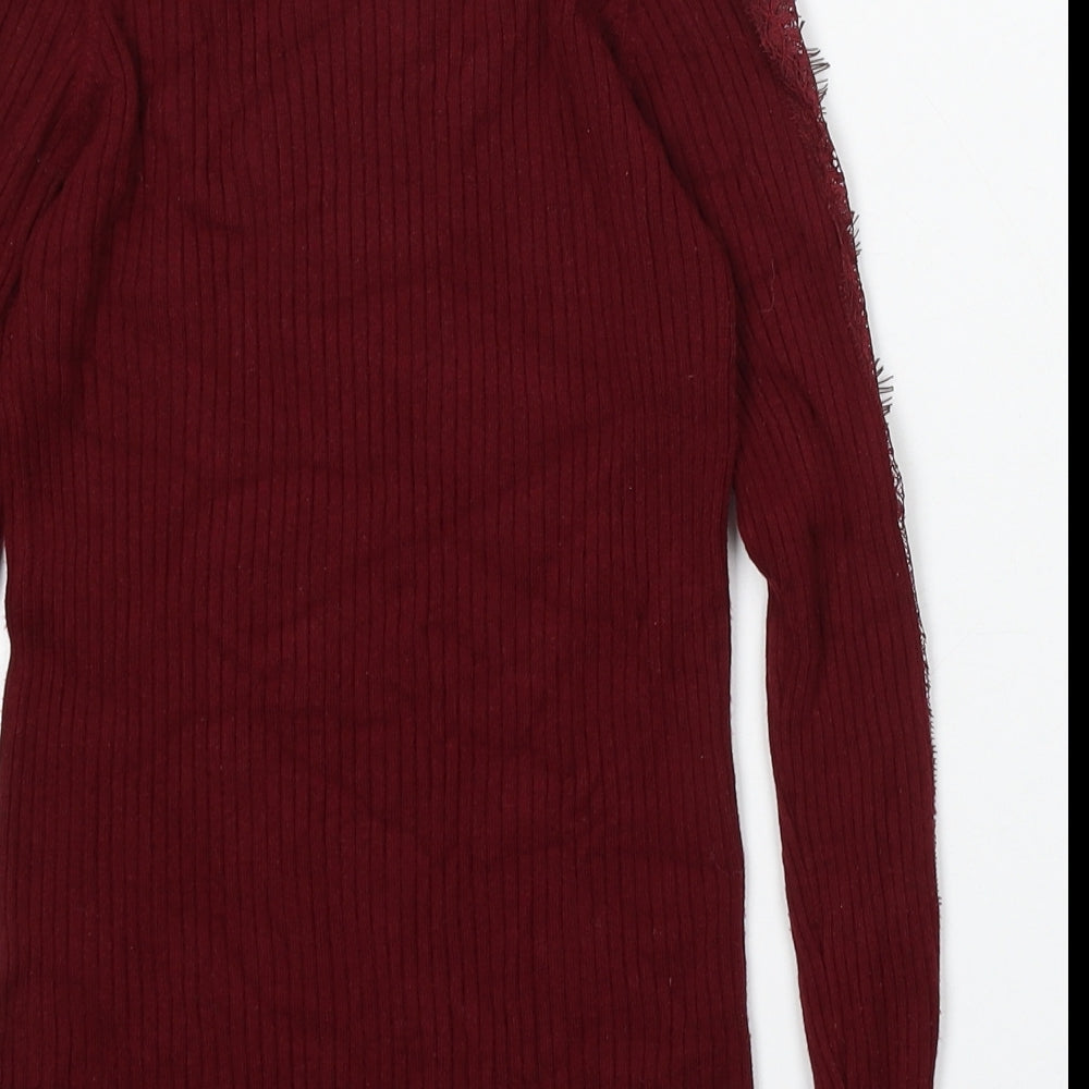 Matalan Girls Red Round Neck Viscose Pullover Jumper Size 12 Years
