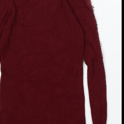 Matalan Girls Red Round Neck Viscose Pullover Jumper Size 12 Years