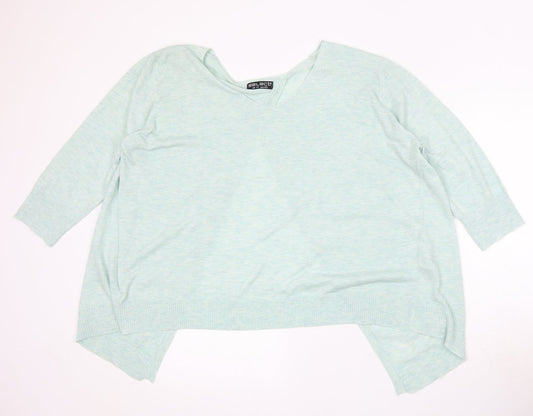 Select Womens Blue Round Neck Polyester Pullover Jumper Size 14 - Open Back