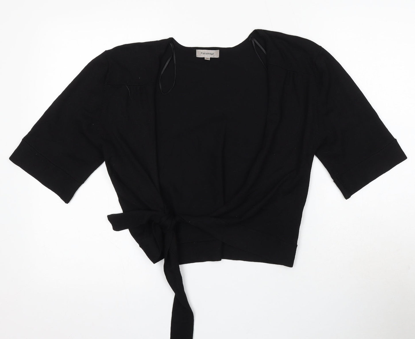 Paramour Womens Black V-Neck Viscose Pullover Jumper Size L