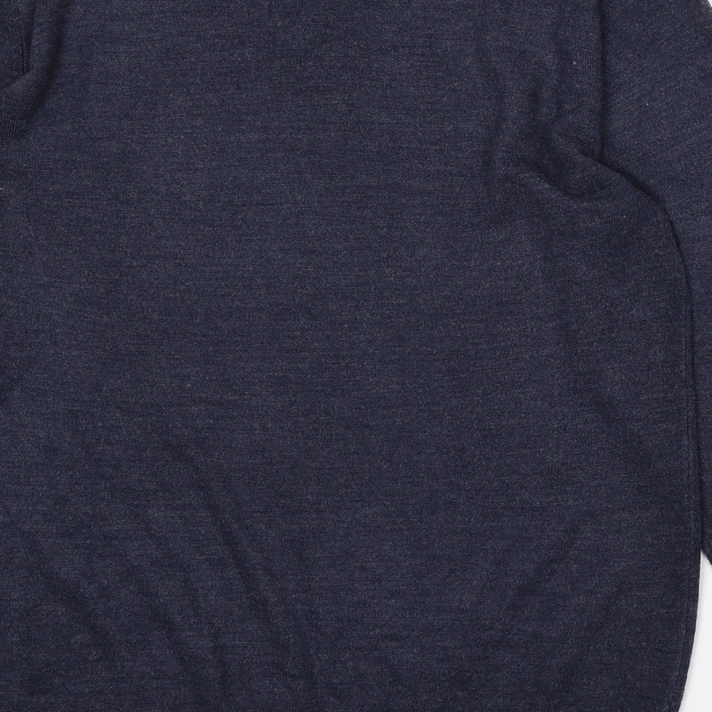 George Womens Blue V-Neck Acrylic Pullover Jumper Size L