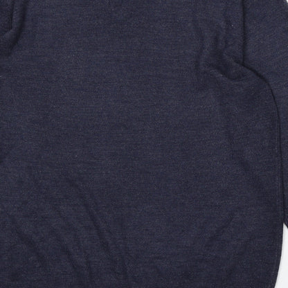 George Womens Blue V-Neck Acrylic Pullover Jumper Size L