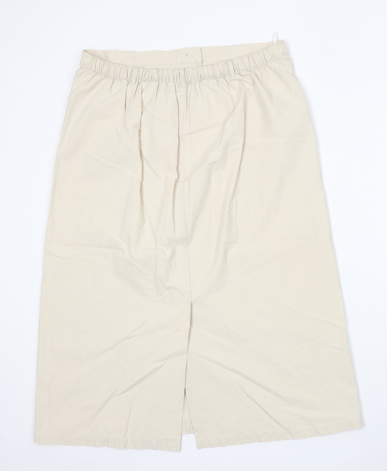 Preworn Womens Beige Polyester A-Line Skirt Size 34 in Button