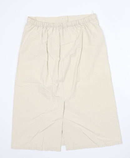 Preworn Womens Beige Polyester A-Line Skirt Size 34 in Button