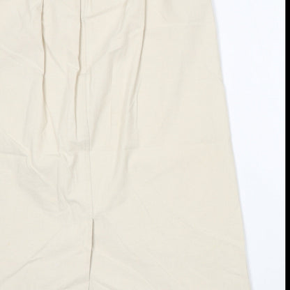 Preworn Womens Beige Polyester A-Line Skirt Size 34 in Button