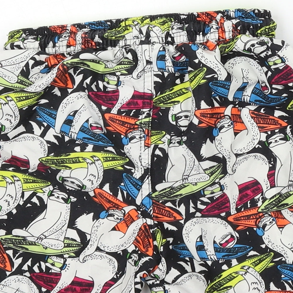 Summer Vibes Boys Multicoloured Floral Polyester Sweat Shorts Size 6-7 Years Regular Drawstring - Sloth Swim Shorts