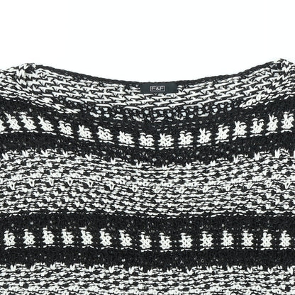 F&F Womens Black Scoop Neck Striped Cotton Pullover Jumper Size M